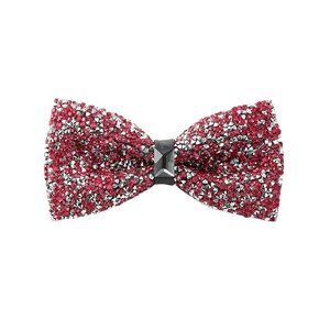 Mens Womens Rhinestone Bow Tie Satin Sequin Pink